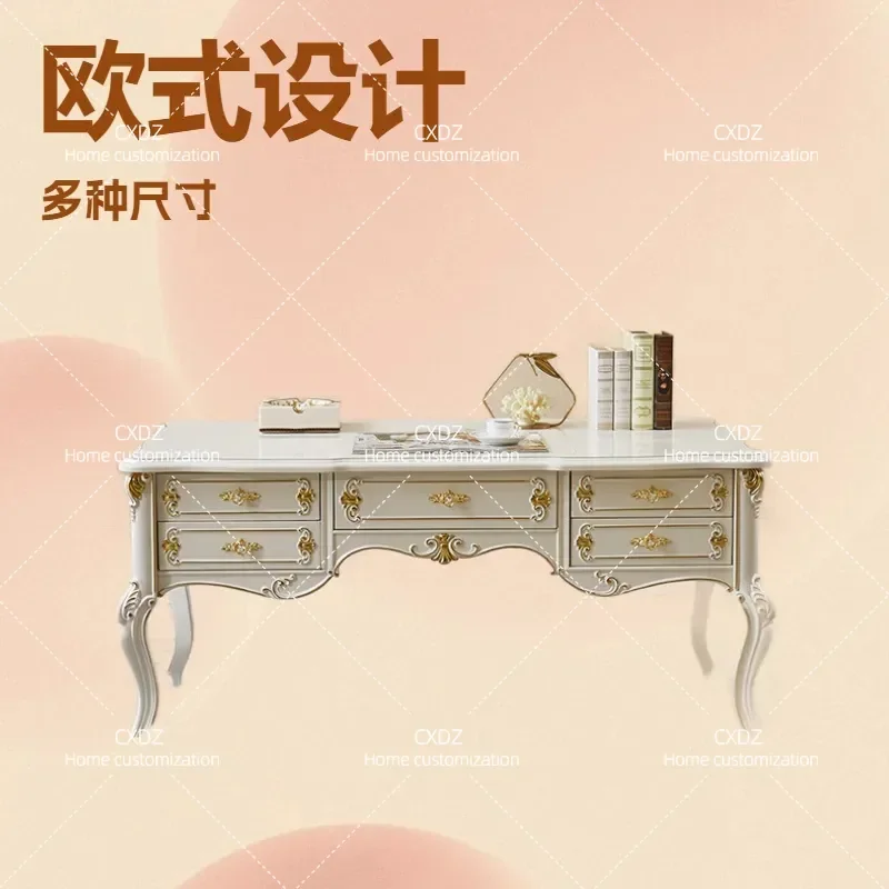 Simple White Computer Desk European Style Notebook Table for Bedroom Writing Study Office Workstation Minimalist Home