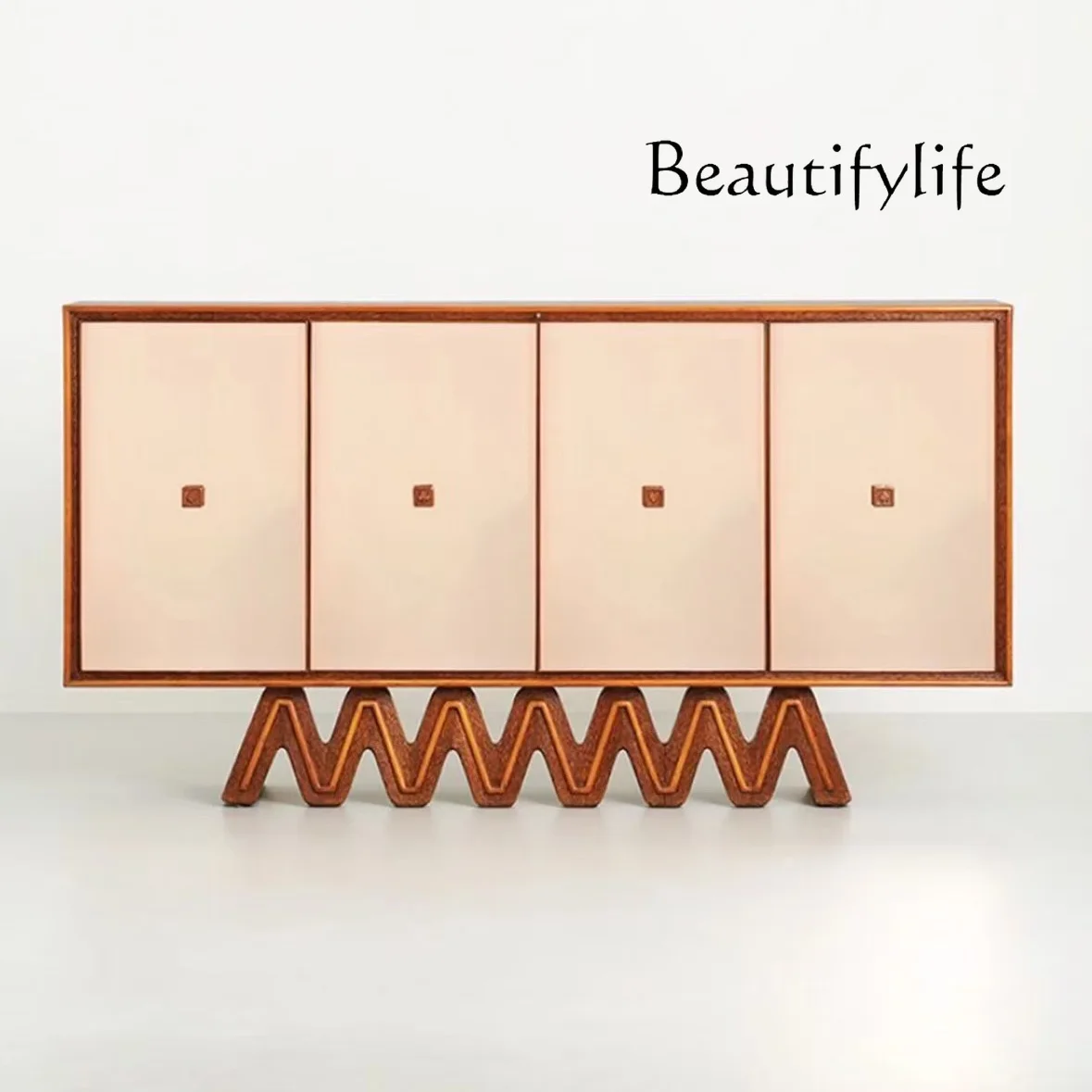 

Medieval wabi sandy wind solid wood household dining side cabinet simple creative designer artistic high-end cabinet