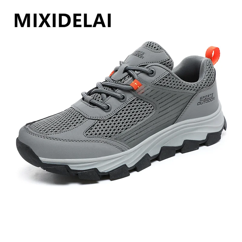 Men\'s Casual Shoes Brand Men Shoes Breathable Mesh Sneakers Flats Shoes Comfortable Couples Outdoor Hiking Shoes Plus Size 36-46