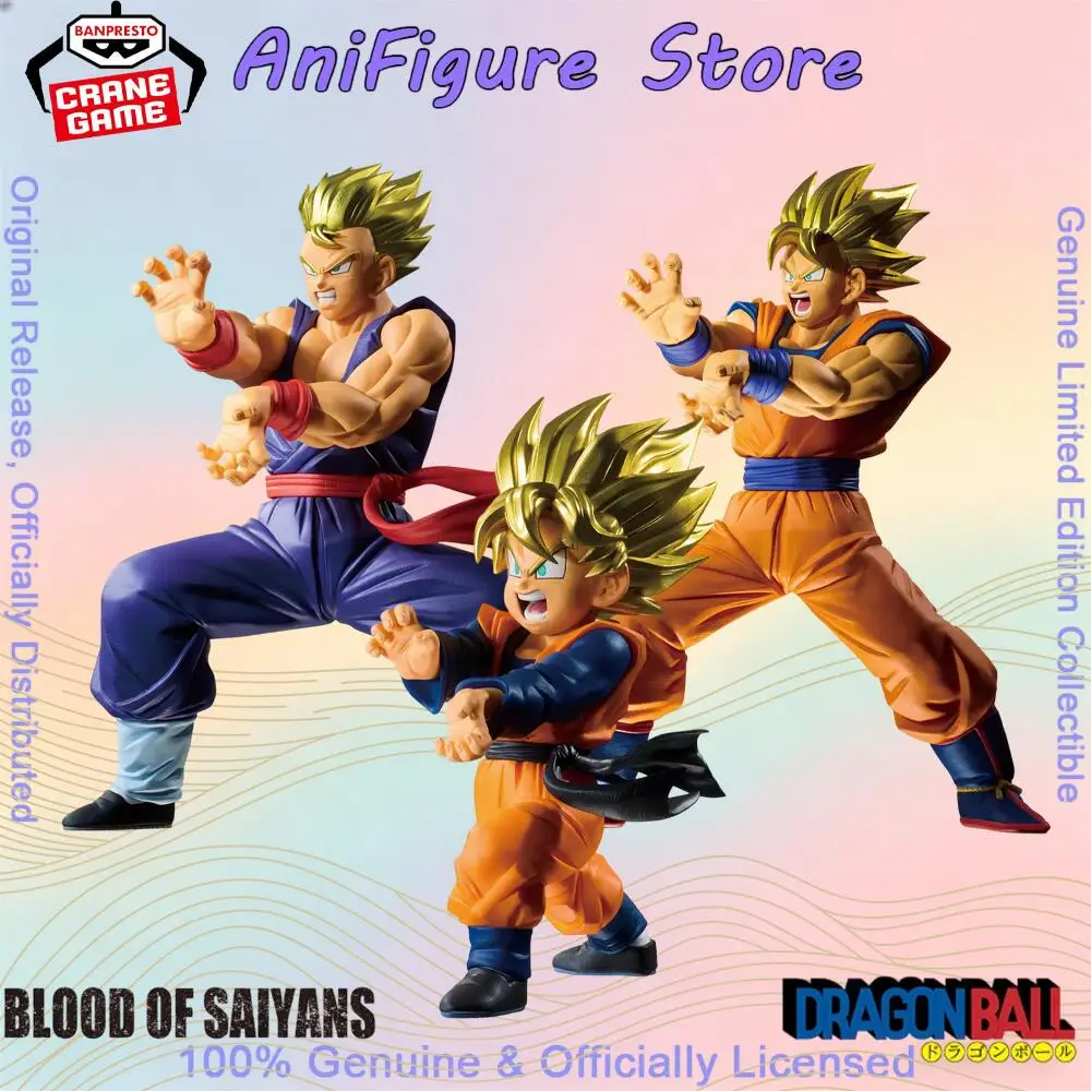 Figura Coleccionable Original Banpresto de Dragon Ball Z: Sangre de Saiyajin, Son Goten, Son Gohan, Son Goku, Modelo de Anime