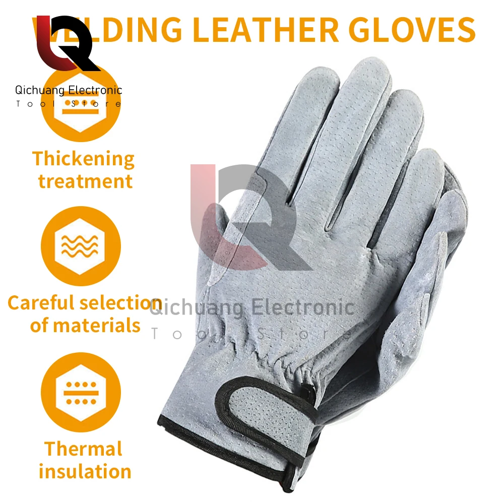 1 par guantes de trabajo de soldadura de cuero eléctrico guantes de soldadura resistente al calor protección de seguridad guantes de trabajo de seguridad para soldador