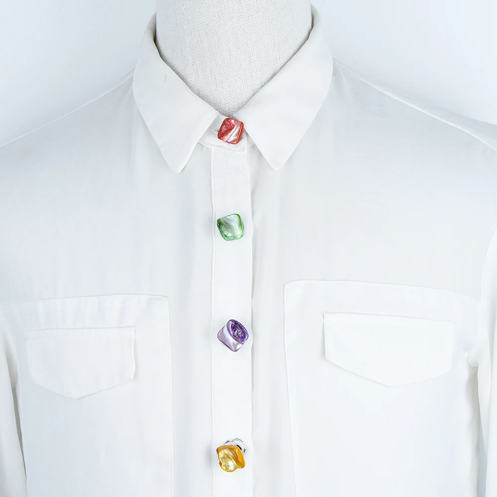 ICEYY Color Irregular Square Shirts Cufflinks Natural Shell Button Covers Set Womens Shirt Cufflinks for Tux Shirt Decoration
