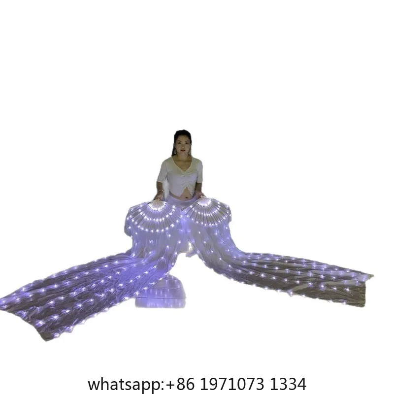New belly dance clothes accessories luminous fan gradual change white performance elegant