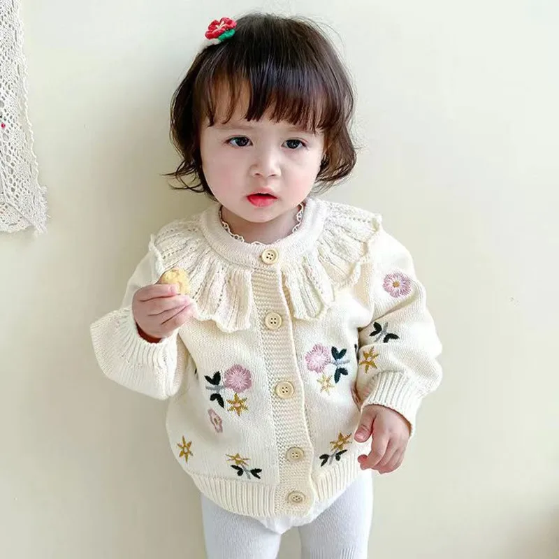 Cardigan de malhas para bebês e recém-nascidos, roupas infantis, casaco de primavera e outono