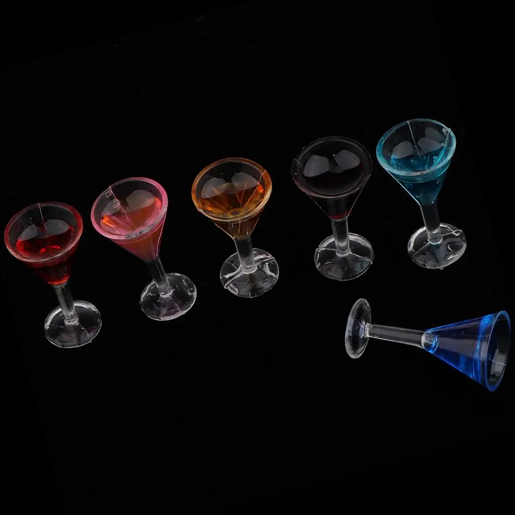 1:12 Scale Dollhouse Miniature 6 Pieces Different Colors Cocktail Cups Set Drink Model