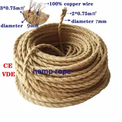 2*0.75 Vintage Rope Textile Wire Twisted Cable Braided Electrical Wire Retro Pendant Light Lamp Line Vintage Lamp Cord 1/2/5/10M