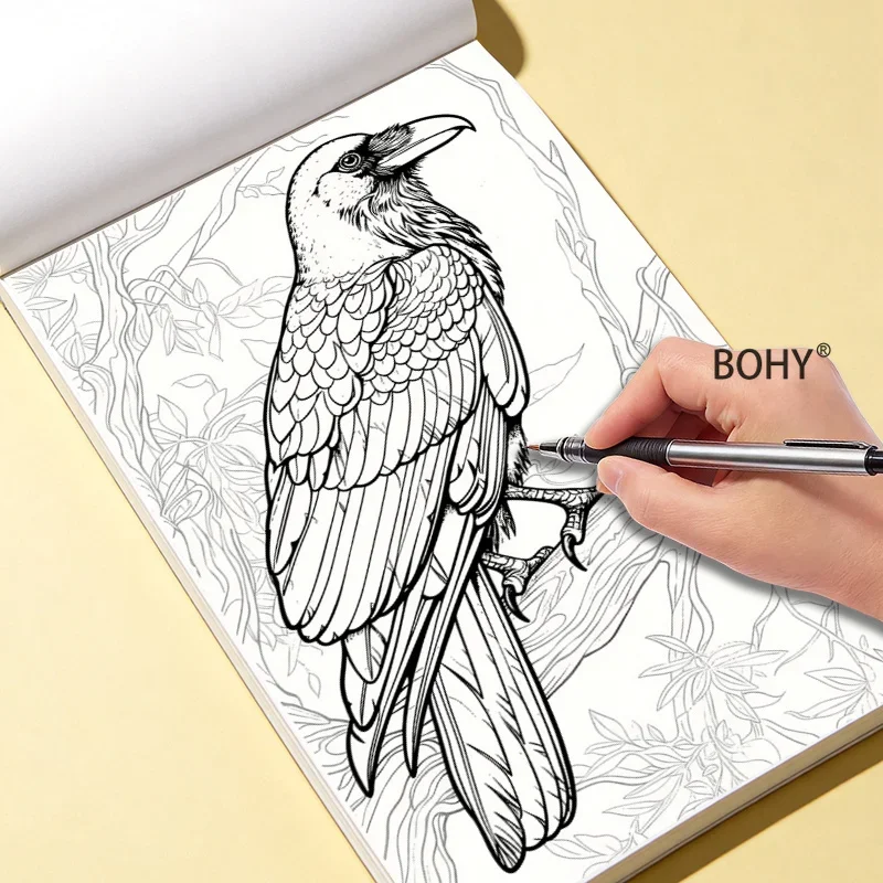 1 Calming Line Drawing Coloring Book, Inlcude Exquisite Flower Clusters/dogs/bird and Wave Themed Drafts, Totaling 24 Pages