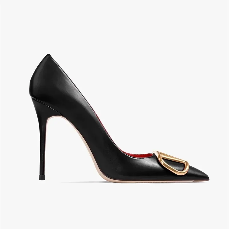 Fashion Black Matte Finish High Heels with Buckle Women Classic Pumps Sexy Dress Shoes Party Stilettos for Spring Summer