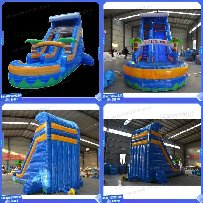 Hot Sale Commercial Inflatable Blue Marble PVC Water Slide for Adults Kids Outdoor Sports Park Public Space for Trampoline