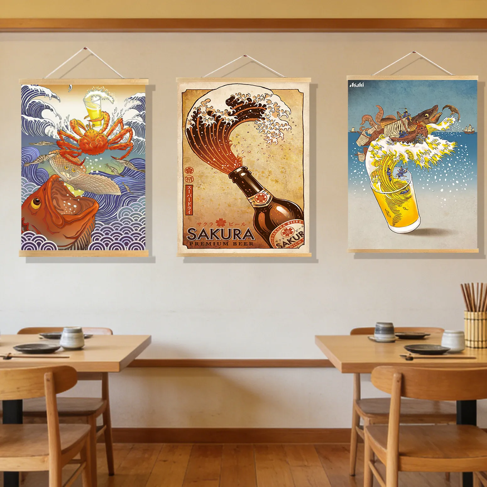 لوحة قماشية معلقة لتزيين المطا - مراجعة Japanese Restaurant Lifestyle وسعره