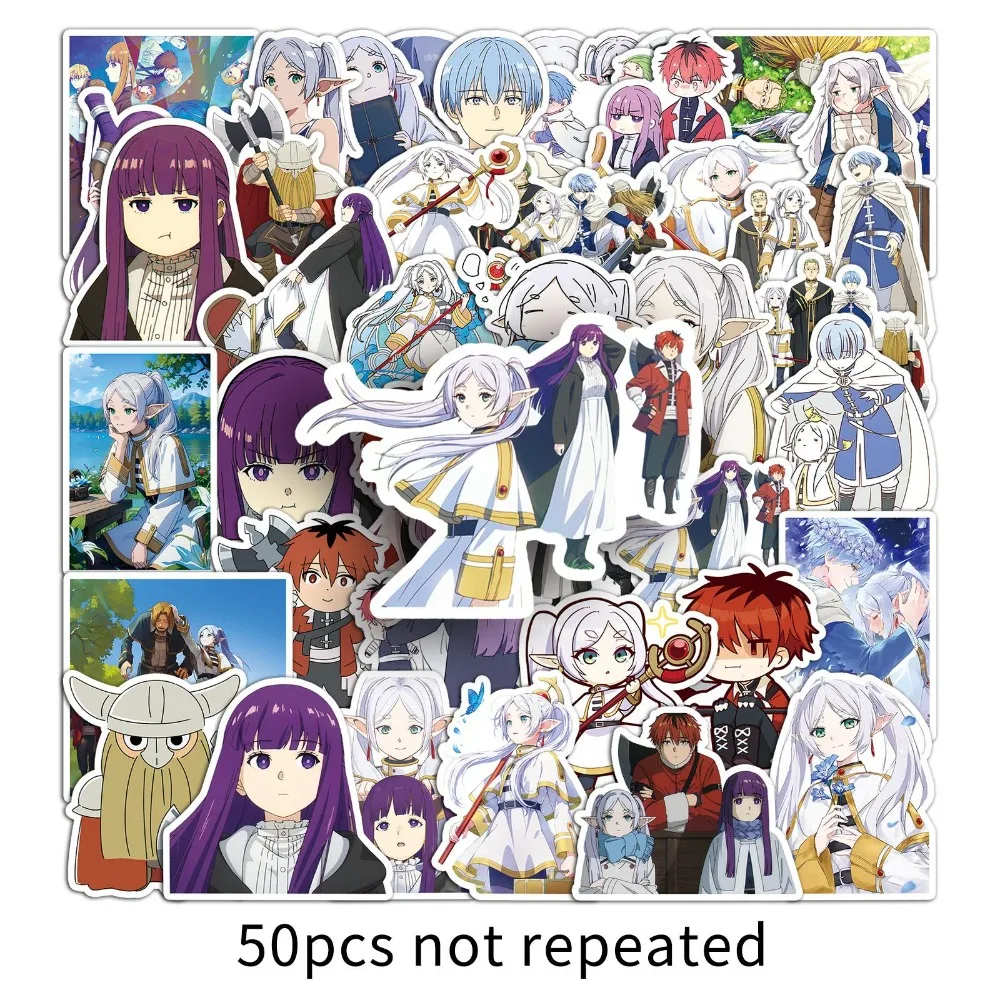 50pcs Frieren Beyond Journey's End Self-adhesive Anime Stickers Manga Cartoon Kawaii Drawing Doodle Decorations