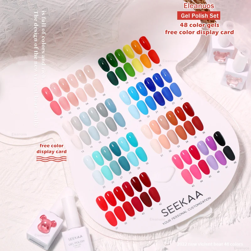 Eleanuos 48 color bear a bottle of one color 15ml gel color polished nail gel soaked semi permanent UV LED nail art GEL PAINT