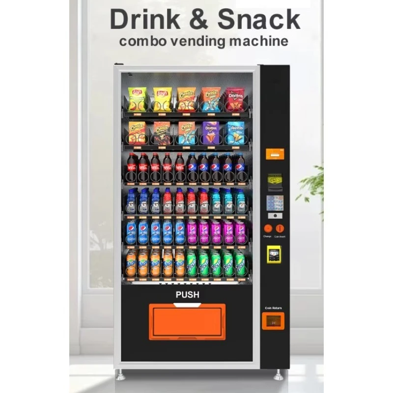 Drinks and Snacks Touch Screen Vending Machine Ideal for Indoor or Outdoor Commercial Spaces Smart 24 Hours Self-service
