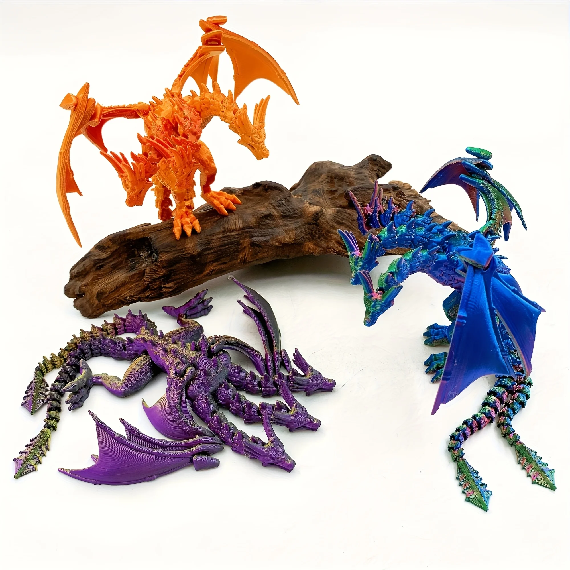 Modelo de estatuilla de dragón de tres cabezas con gradiente Multicolor con láser impreso en 3D, adecuado para decoración de escritorio de oficina interior, decoración de habitación