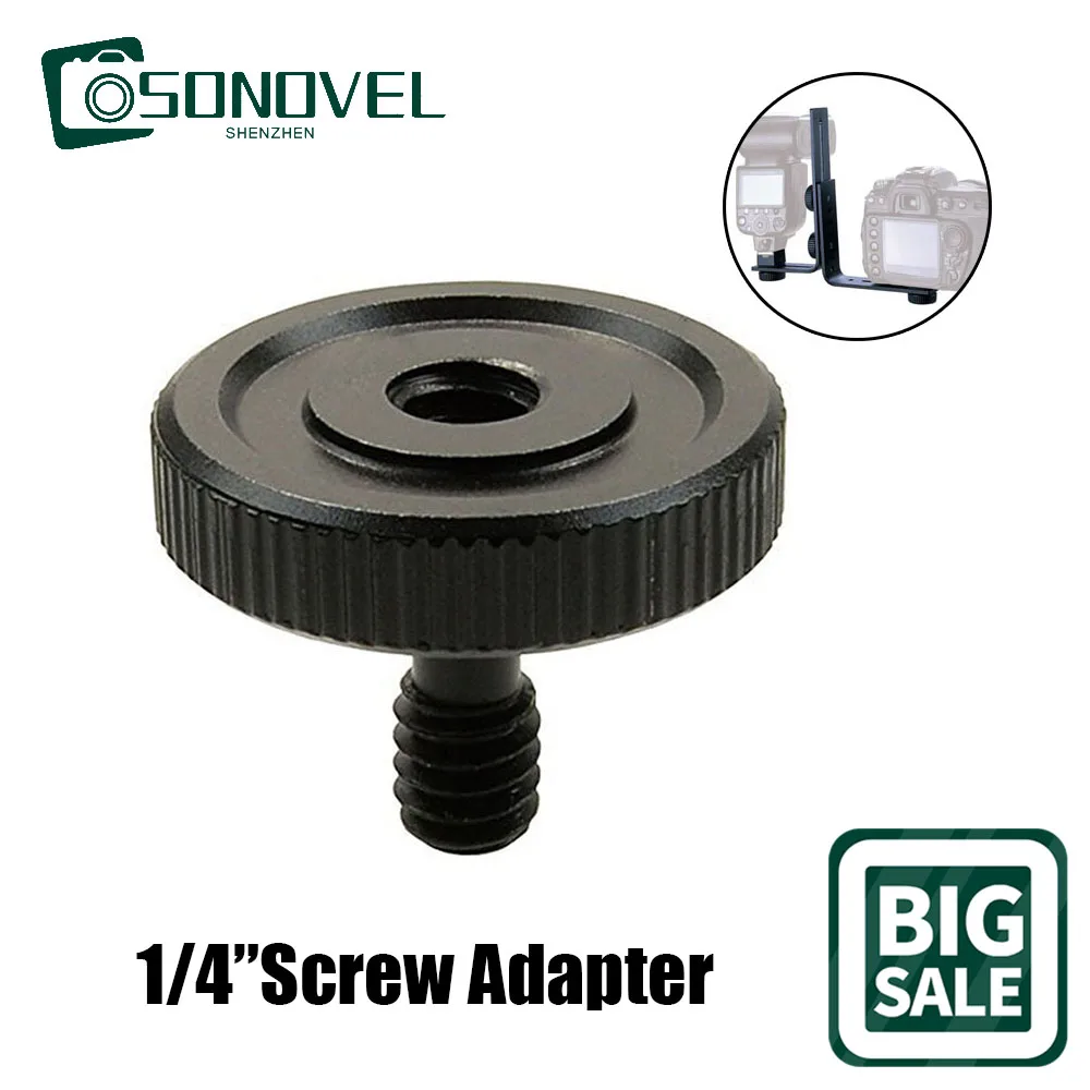 Tornillo de pulgar de liberación rápida para cámara, tornillo de pulgar de 1/4 pulgadas, adaptador de montaje de soporte doble en L, rosca hembra inferior para placa de trípode DSLR