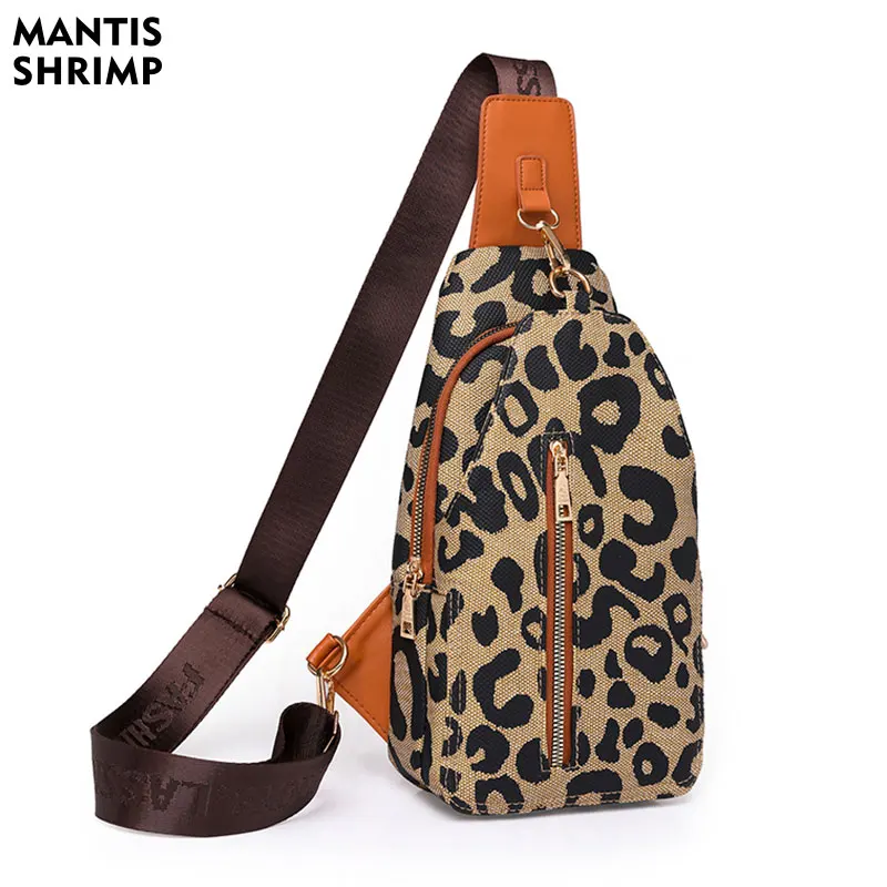 Torba na klatkę piersiową dla kobiet nylonowe torby na ramię moda damska Crossbody Casual All Match Messenger Bag Leopard torba piersiowa projektant