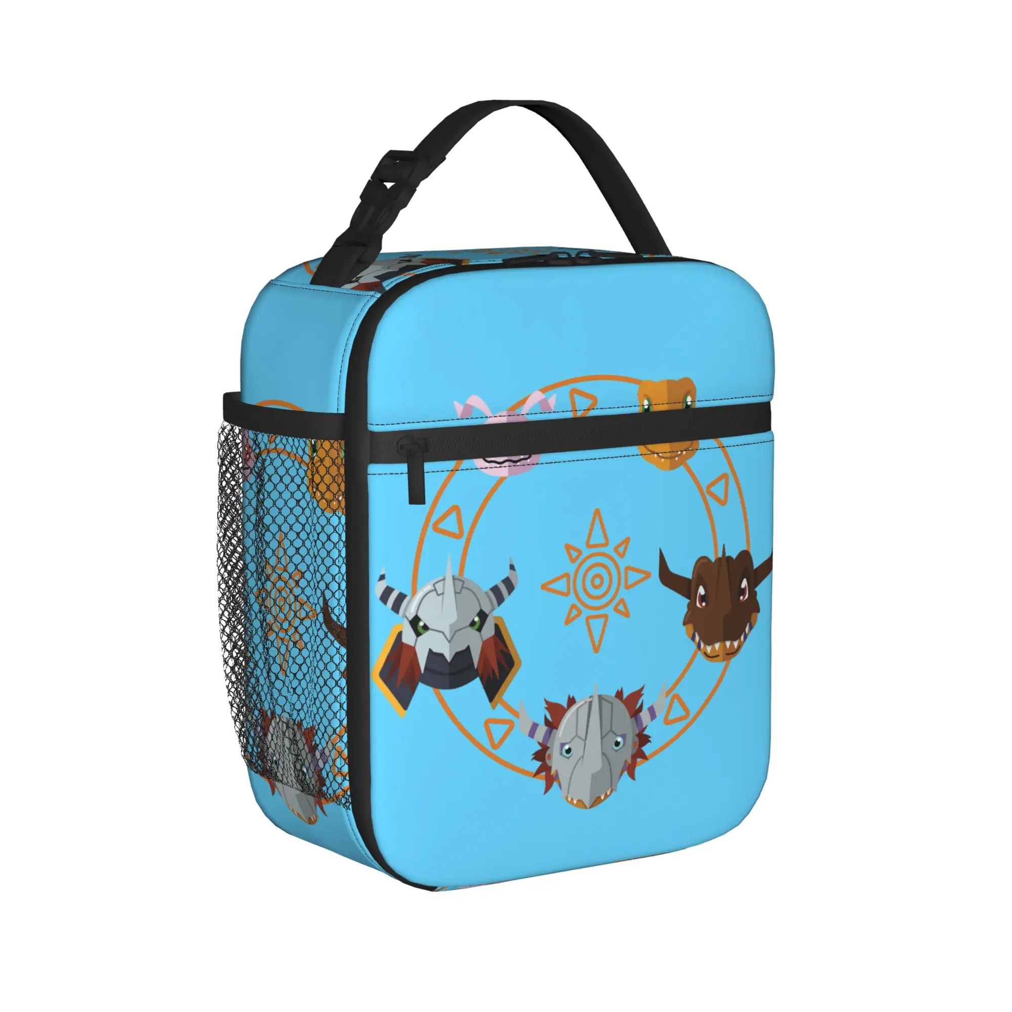 Digimon Agumon Anime Insulated Lunch Bags Digital Courage Meal Container Cooler Bag Tote Lunch Box Office  Picnic Bento Pouch