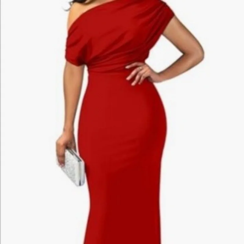 2024 Spring Women's Elegant Sleeveless Cold-Shoulder Skinny Long Formal Party Dress