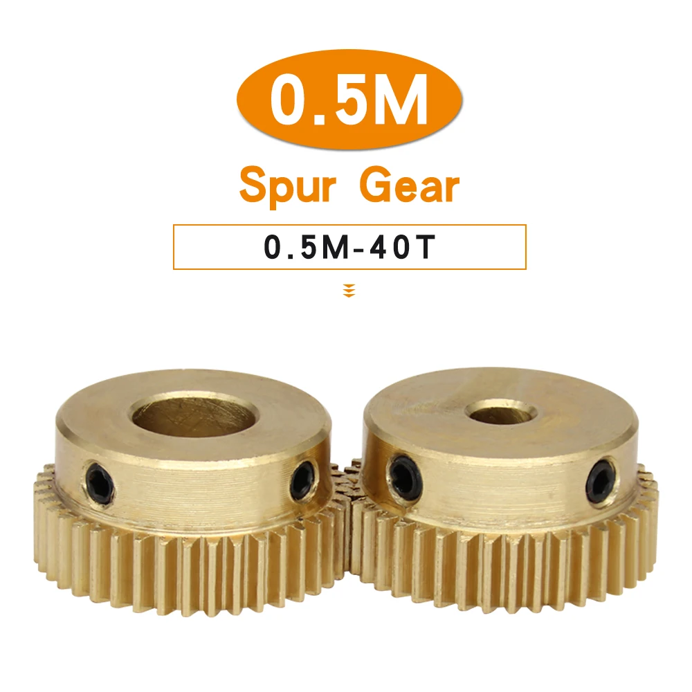 

1 Piece Spur Gear 0.5M-40T Bore 4/5/6/6.35/7/8 mm Copper Brass Mini Worm Gear Teeth Height 5 mm For Transmission Accessories