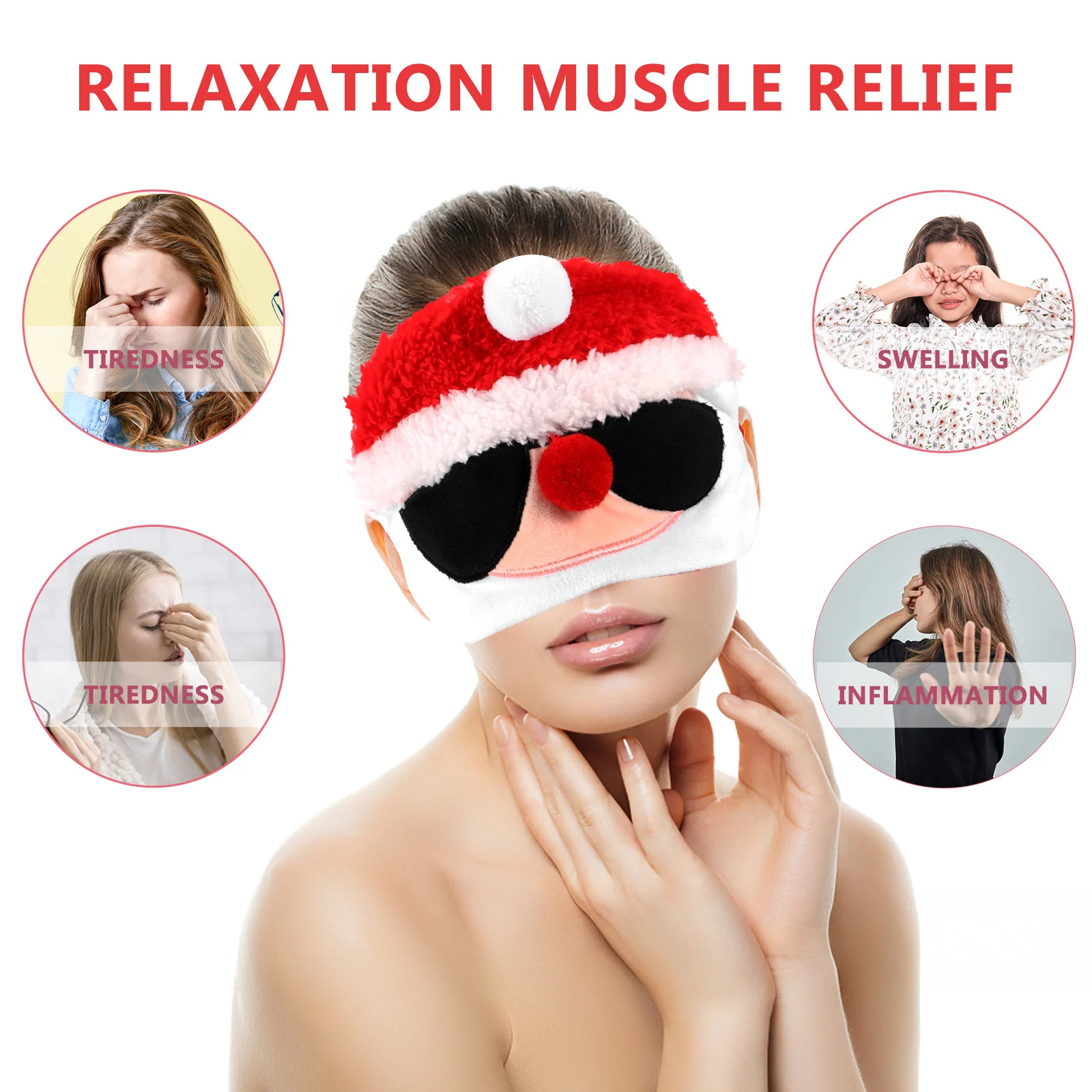 

Солнцезащитные очки Санта-Клауса, маска для глаз, мягкая полиэстеровая маска для сна, блокирующая свет, рождественская повязка на глаза, мультяшная повязка на глаза, рождественская повязка на глаза