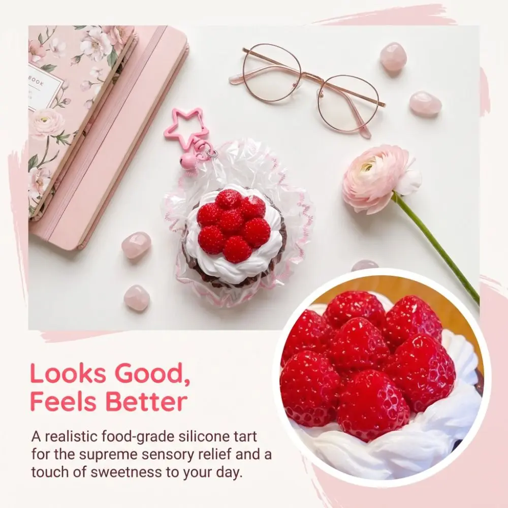Hand Relax Cute Cake Squishy Keychain Shapable Bounce Strawberry Cake Squishy Keychain Pinch Handmade Bag Pendant Student Prize
