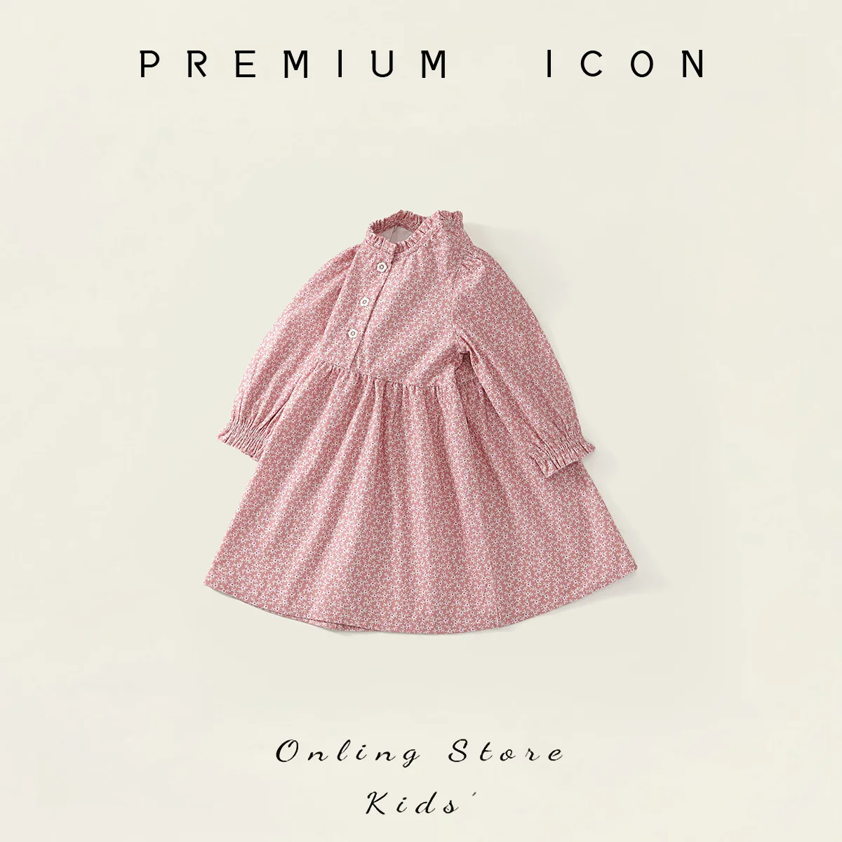 ملابس الأطفال الكورية 2025 فستان زهري للربيع والخريف منتج جديد، فستان الأميرة الوردي بأكمام طويلة للفتيات