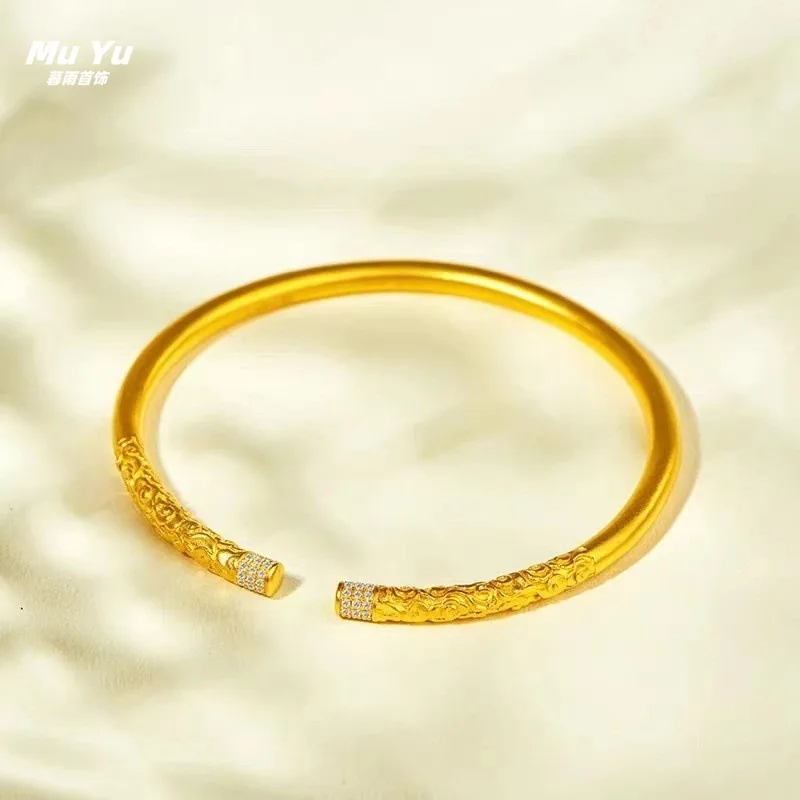 

Brass Cloud Pattern Plated Bracelet Traditional Craft Premium Hoop Open Bracelet Wholesale Plated Jewelry Accessories