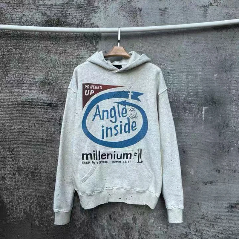 

Fade Splash-ink Stain False Perception Angel Inside Hoodie Men Women Hat Classic Press Buckle Loose Cotton Sweatshirts Pullovers