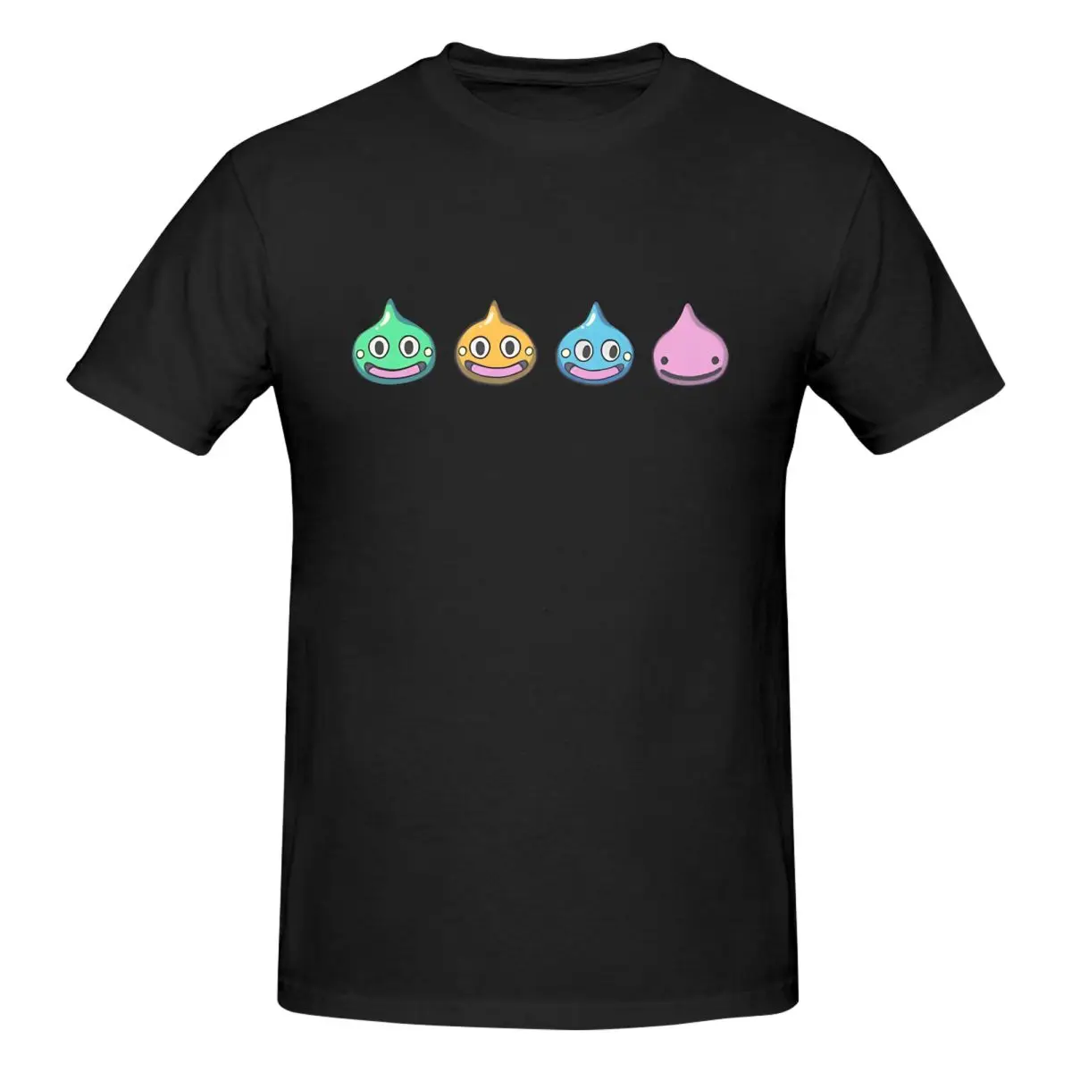 Dragon Quest Slimes camiseta masculina, algodão puro, camisetas engraçadas, gola redonda, tops de manga curta, camisetas estampadas