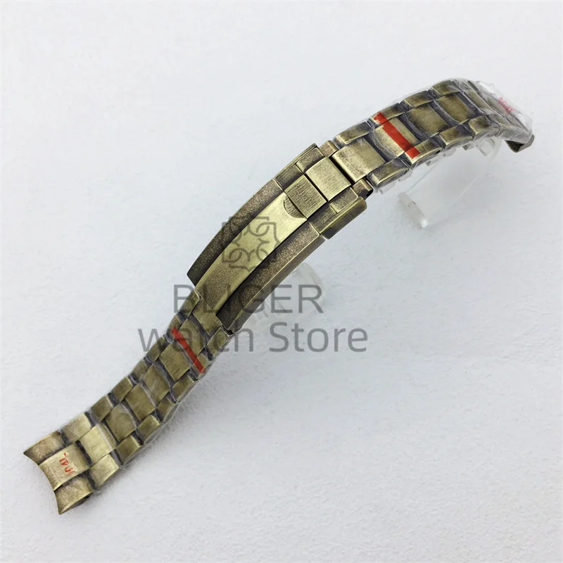 BLIGER 21 mm 904L-Armband, massiver Edelstahl, Bronze-Uhrenarmband, Faltschließe, Herrenarmband, passend für 43 mm Gehäuse