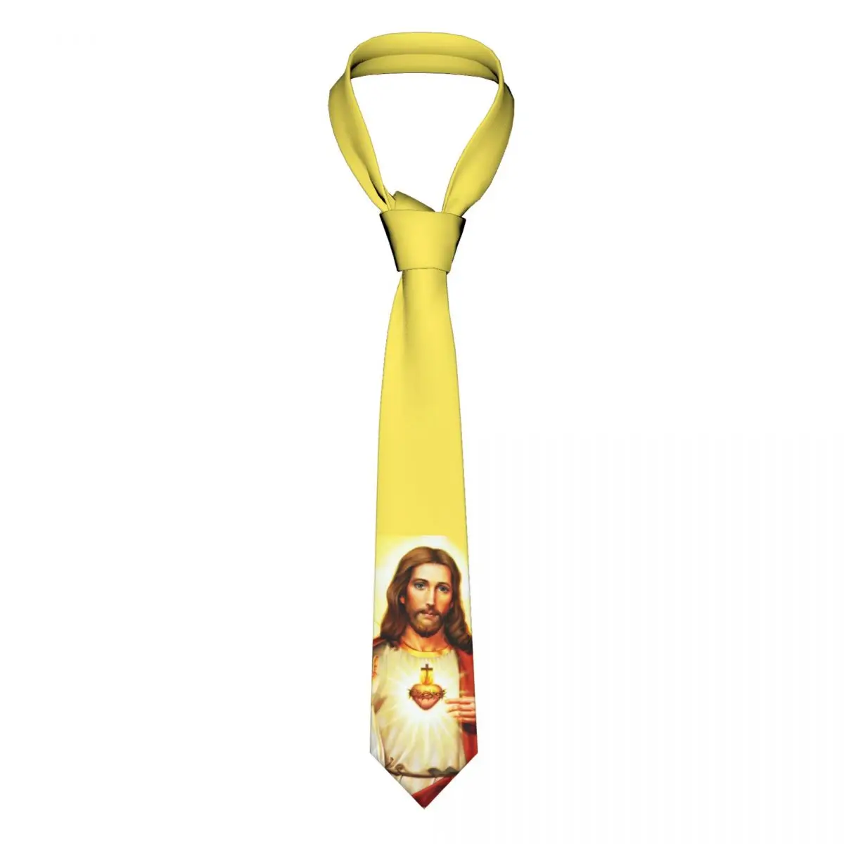 

Fashion Warm Heart Of Jesus Tie for Office Custom Men Religious Christian Divine Mercy Neckties