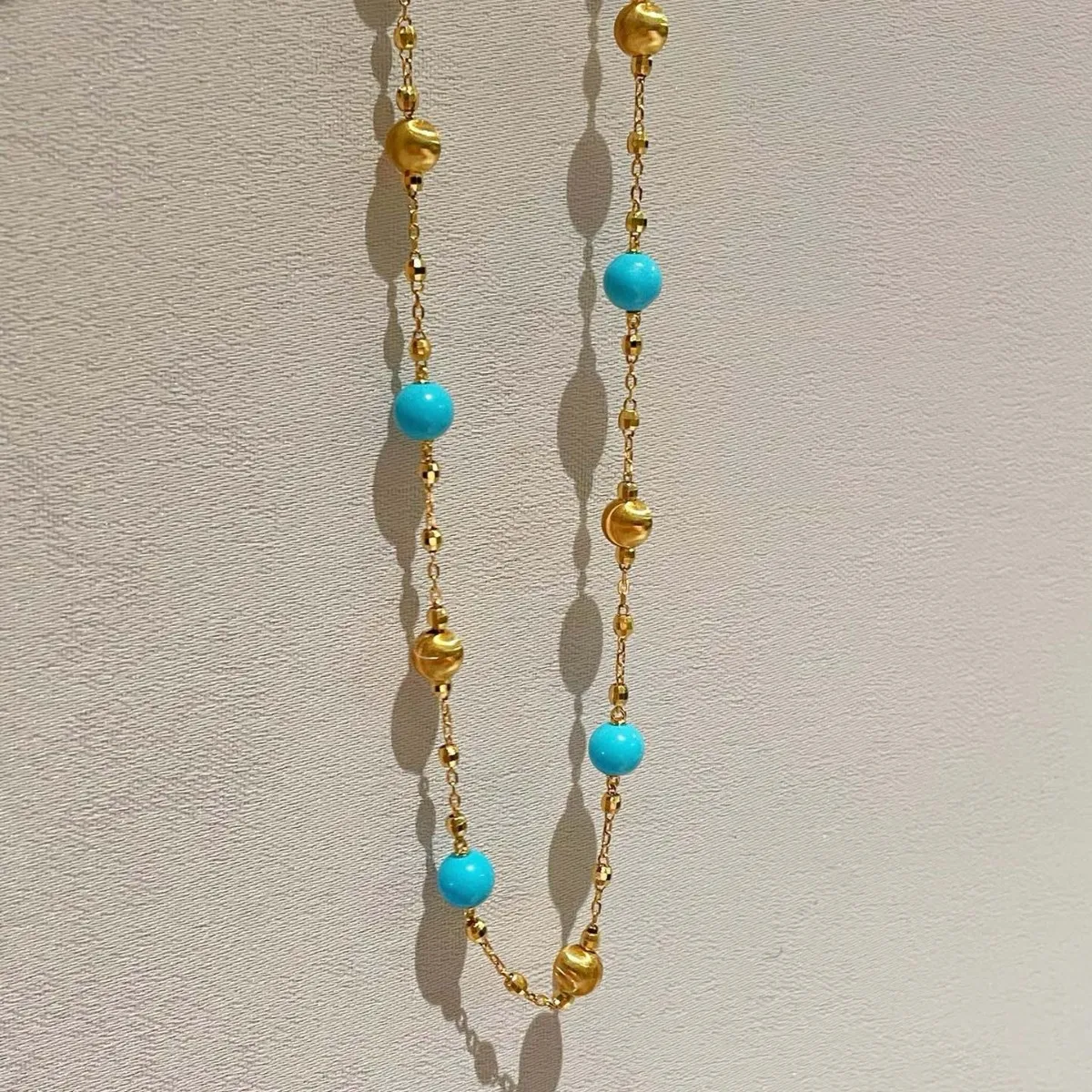 

925 Silver Gold-plated Necklace Blue Pine Cat's Eye Lucky Beads Star Necklace