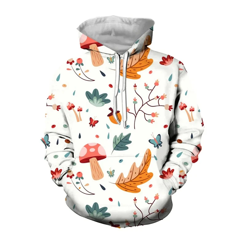 Autumn Plant Mushroom 3D Print Hoodies Men Women Fashion Casual Sweatshirts Oversized Hoodie Pullovers Tracksuit Clothing