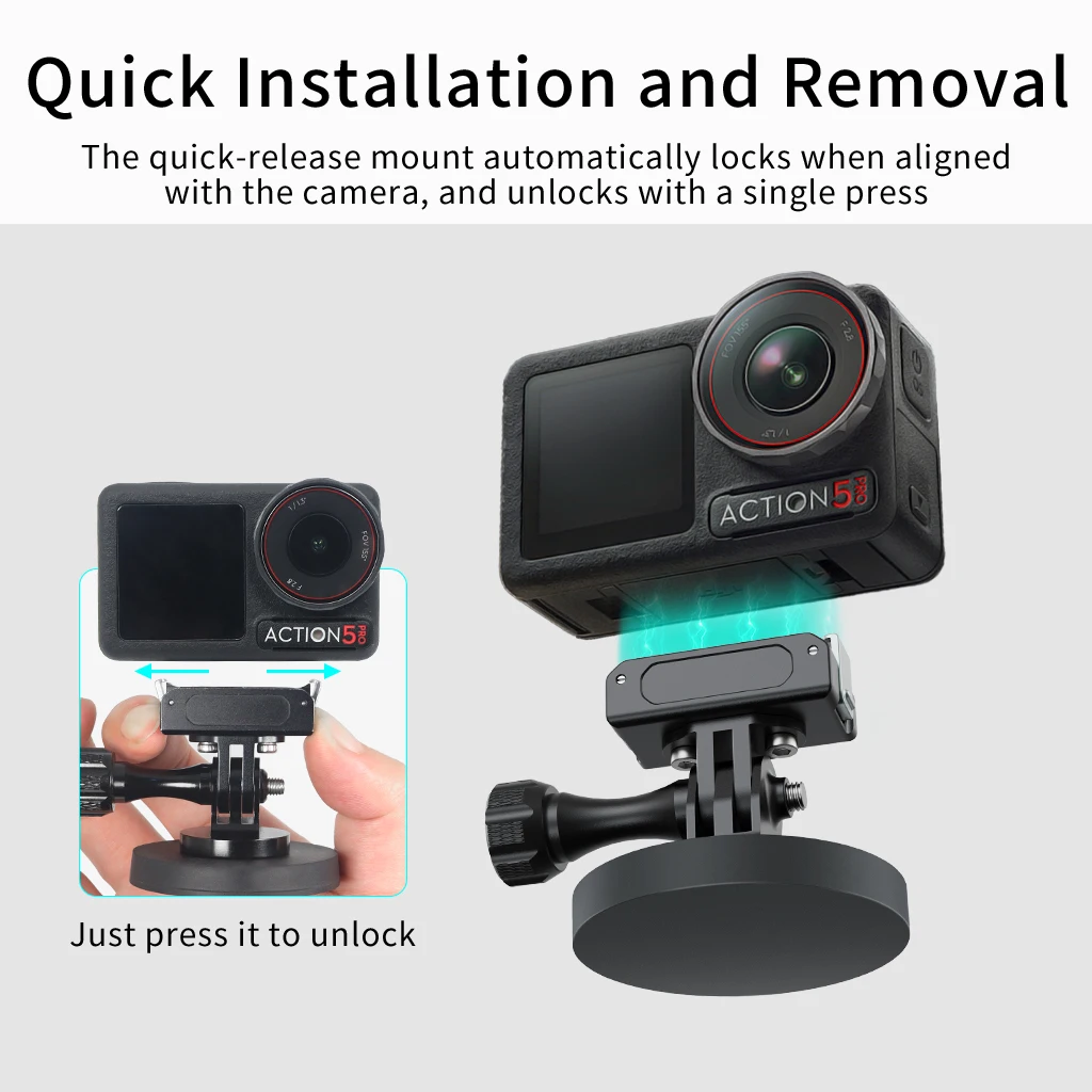 磁気ベース DJI OSMO 360 /Action 5pro/4/3/2 Gopro Hero 13 カメラ用 180 度調整可能なクイックリリース取り付けブラケット