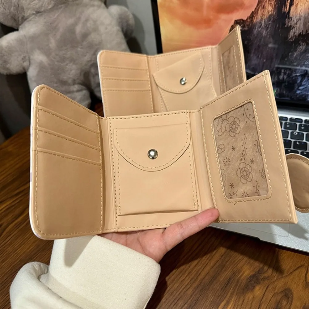 

Portable Waterproof Cute Dog Wallet Flower Bow PU Zero Wallet Three-dimensional Large Capacity Simplified Purse Work