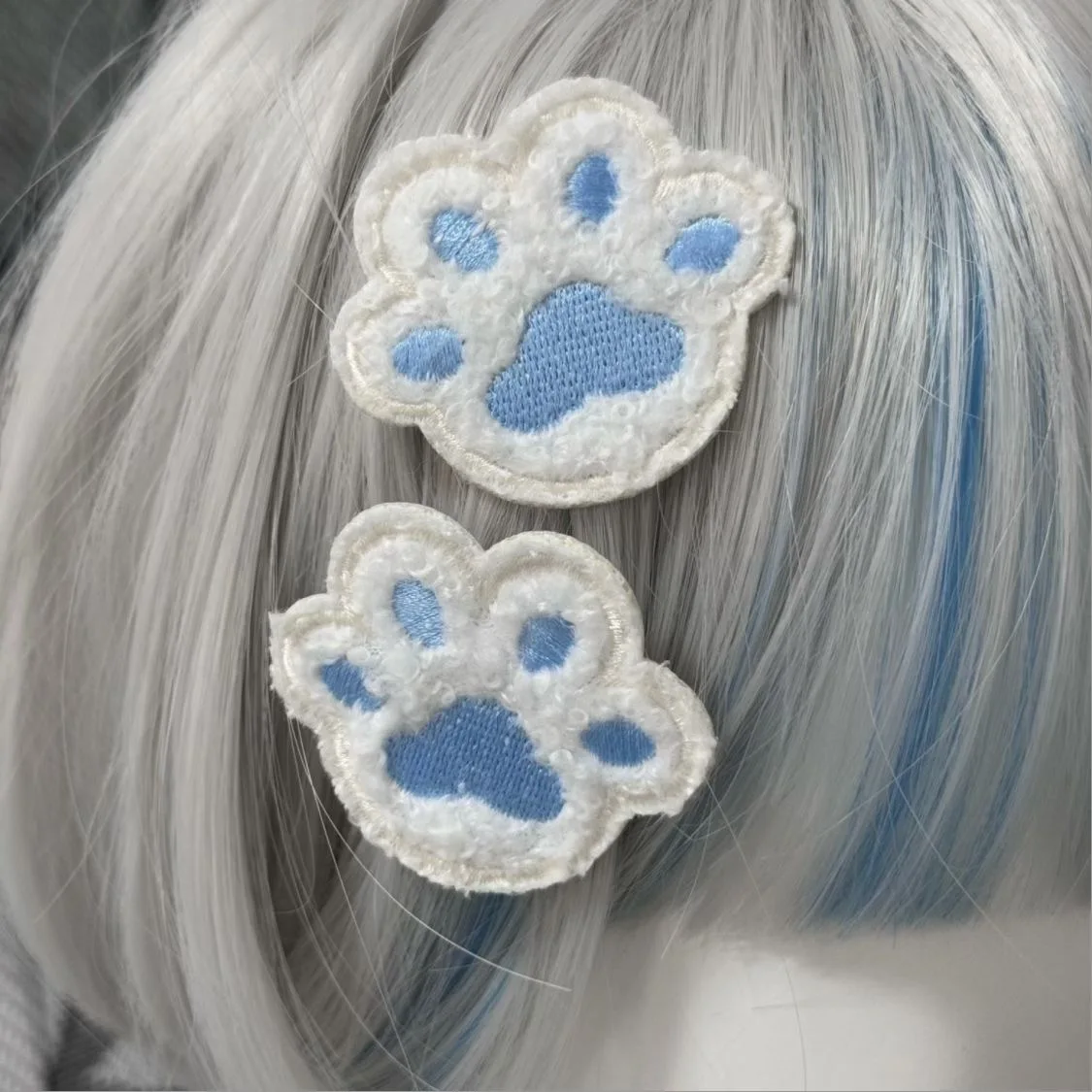 Y2K Cartoon Roze/Blauwe Kat Poot Haar Clip Hoofddeksels Reizen Haarspelden Hoofdtooi Haarspeld Lolita Haaraccessoires