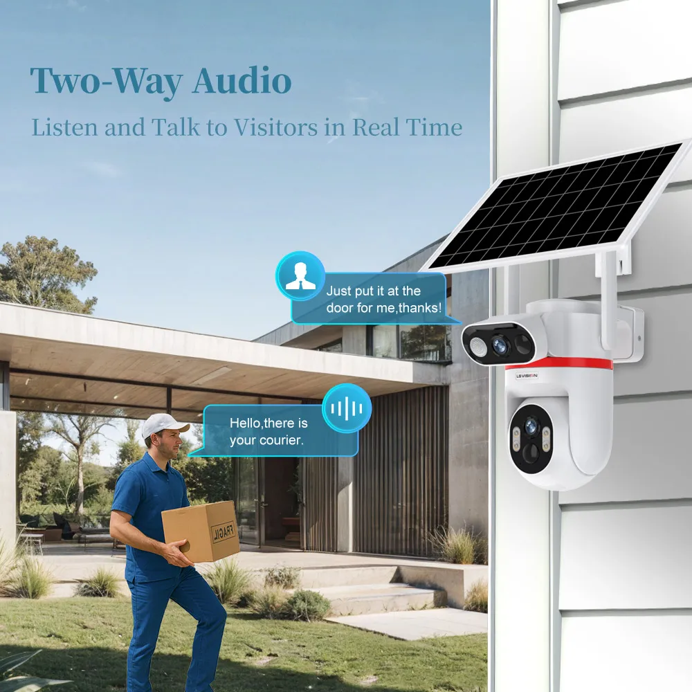 LS VISION Solar Security Cameras Outdoor Wireless 4G Camera for Home Security Dual Lens PTZ Motion Zone 2-Way Audio,Night Vision