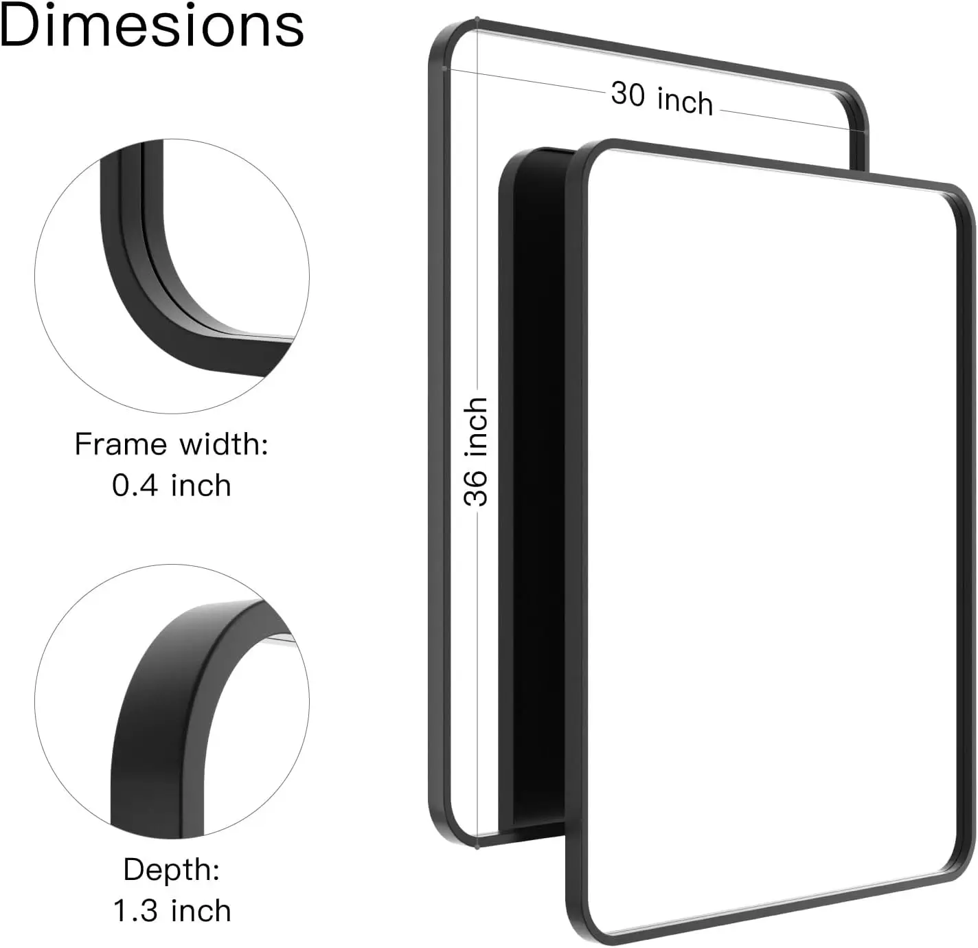 2-Pack Black Bathroom Mirrors 36x30 Inch Black Frame Mirror for Bathroom, Bathroom Vanity Mirror