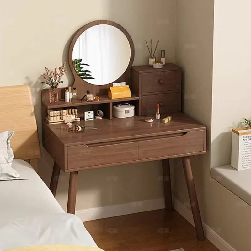 Modern Girl modern Dressing Table Drawer Vintage Small Wood Lights Dressing Table Storage Texture Moveis Para Quarto Furniture