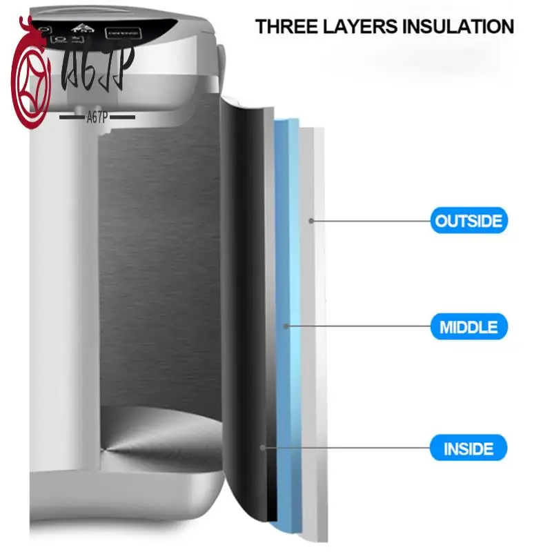 

A67P-Electric Kettle Stainless Steel Electric Tea Coffee Kettle Pot Warmer Removable Water Tank 3 Water Dispensing Modes