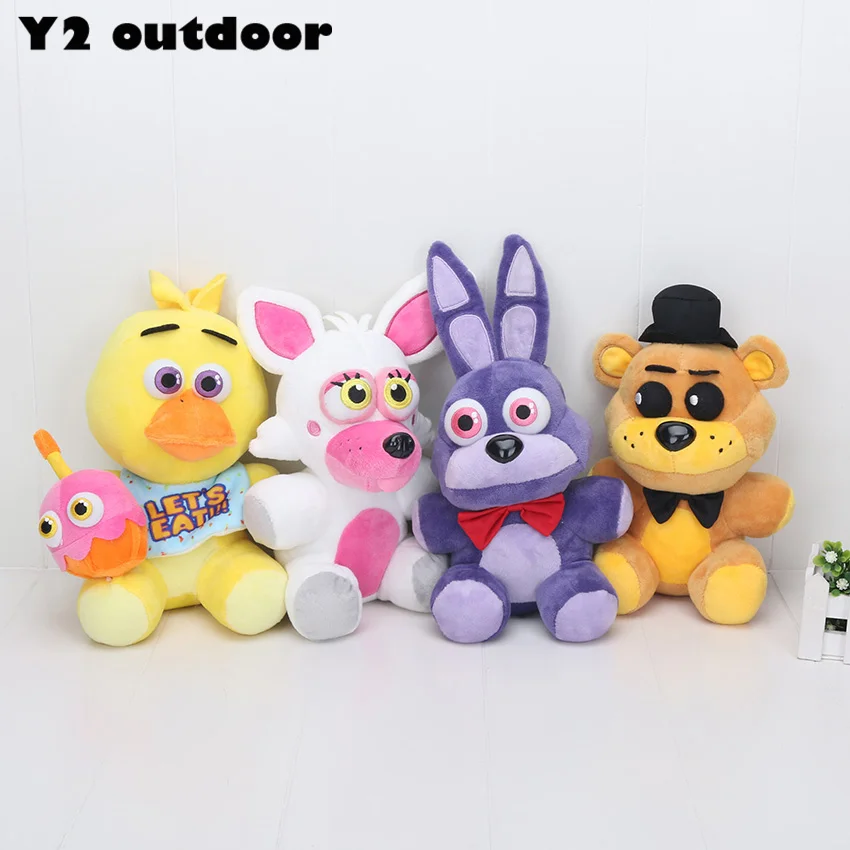 4Pcs/set Freddy Fazbear Plush Nightmare Freddy Foxy Bonnie Chica Plushie Horror Game Nightmare Freddy Stuffed Plush 25cm Toys