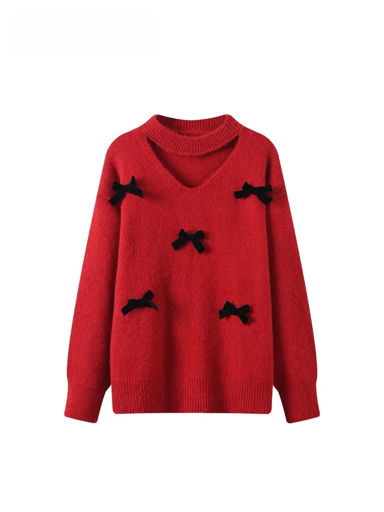 

plus Size Women's Knitted Hollow out round Neck Top Knot Lazy Style Clothes Spring Season Polyester Fiber Long Sleeve