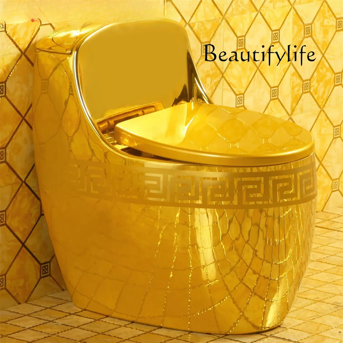 

XX Household Egg Type Golden Toilet Modern Light Luxury Creative Color Toilet Siphon Water Saving