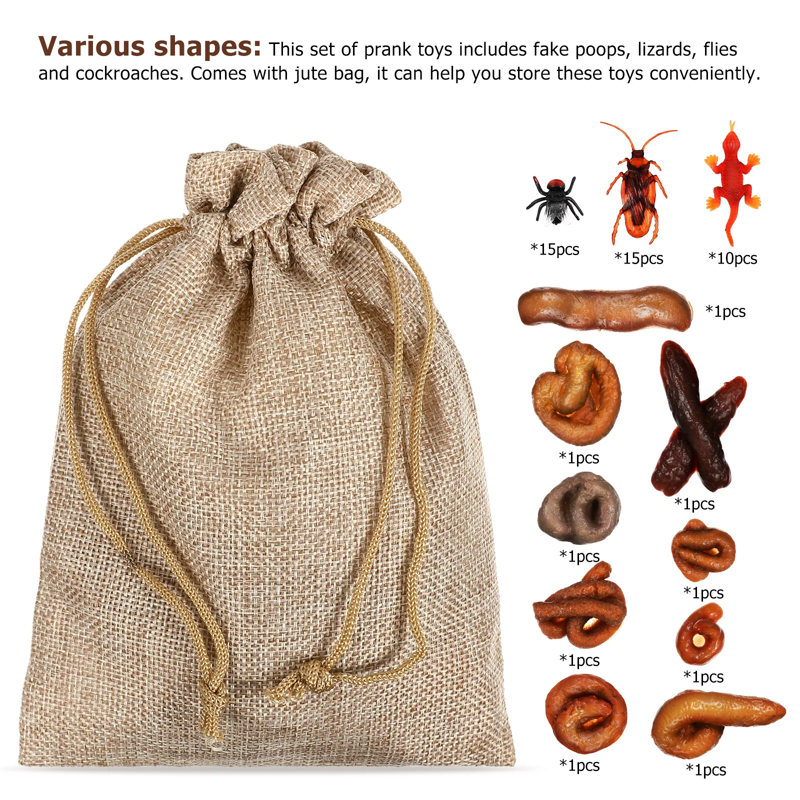 

1Set Realistic Fake Poops Lizard Cockroaches Plastic Prank Props Halloween Prank Playthings Funny Home Fake Poops