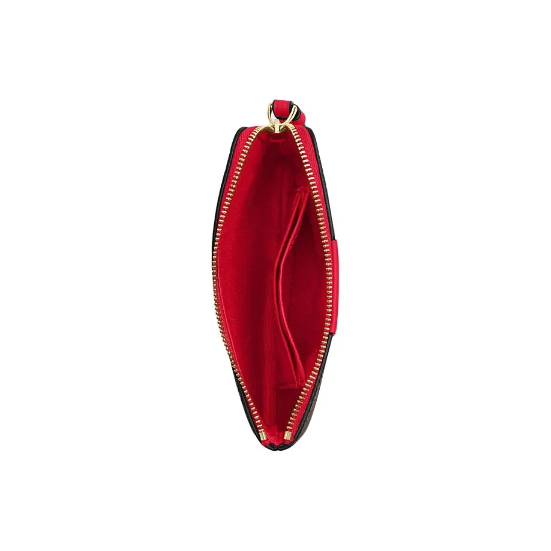 COACH Corner Zip Artificial Leather, Cow Split Leather Wrist Bag Clutch Small Women's Walnut & Red CW854-IMXD0 view 6