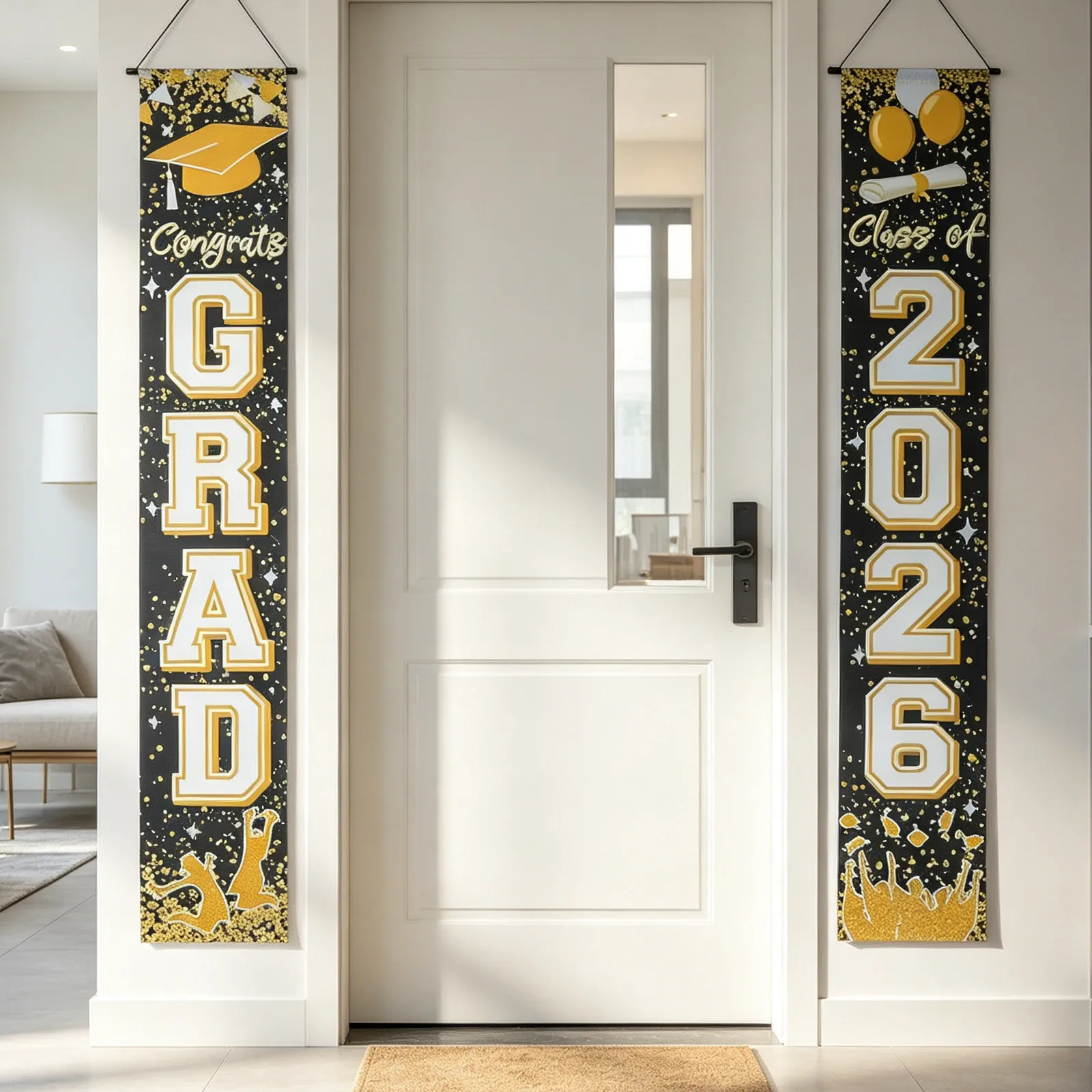 1ペア卒業式ドアカプレット2026ゴールドフォイルエッジバナ - Party Banner Gold のレビューと価格