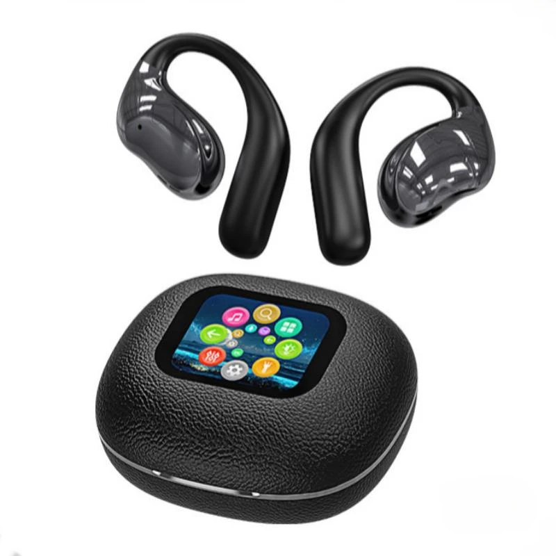 

True Wireless Open Ear Earbuds, LCD Full Color Earhook, Touch Screen TWS Bluetooth Earphones,Dual Noise-Cancelling Mics, V5.4