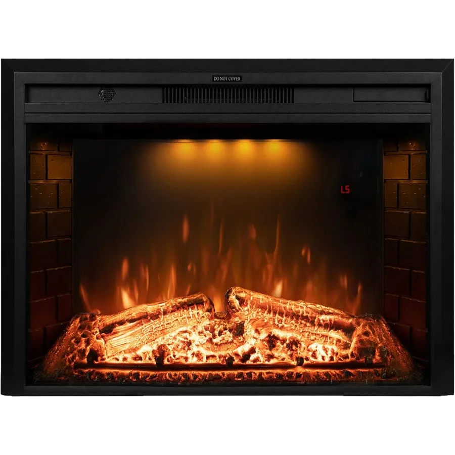 

30 inch Electric Fireplace Wall Mounted with Remote Control for Living Room or Bedroom Features Realistic Log Design and Crackl