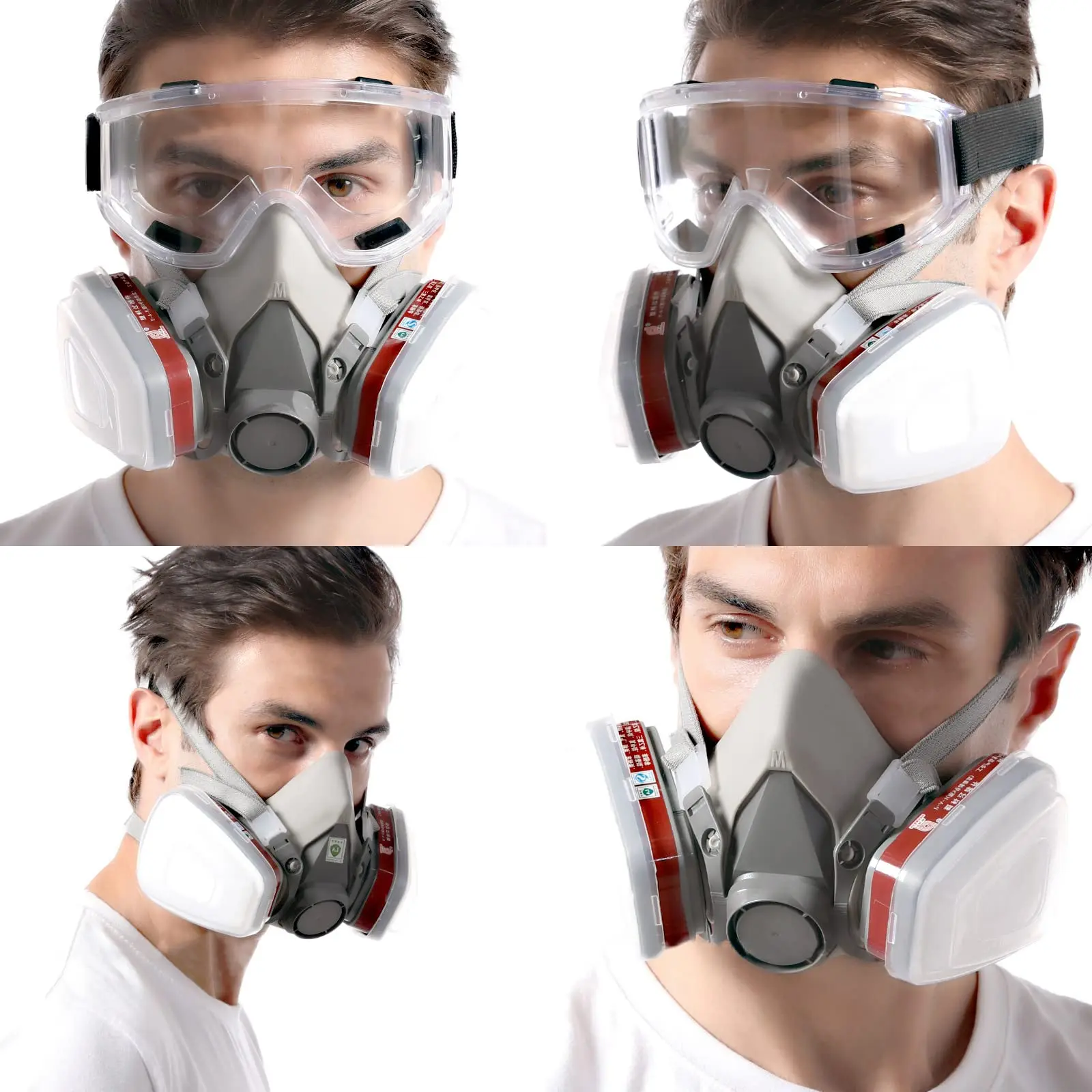 Masque respiratoire demi-visage réutilisable 6200 avec filtre à charbon actif pour la peinture et les travaux de construction