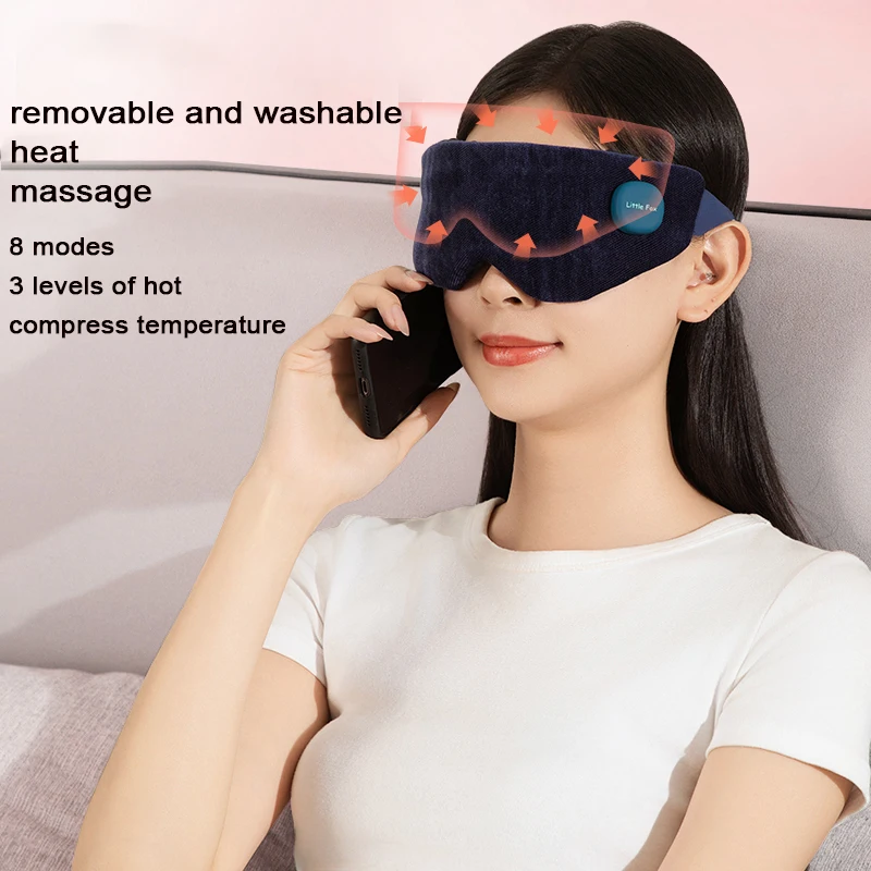 Soft and Skin Friendly Massage Eye Mask with 3 Levels of Hot Compress and 8 Modes of Eye Massager Selection